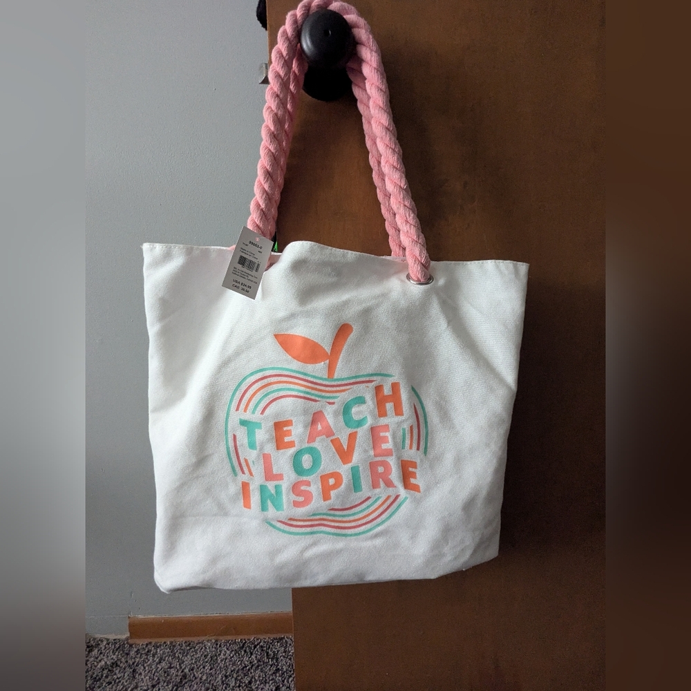 White and Pink Tote Bag